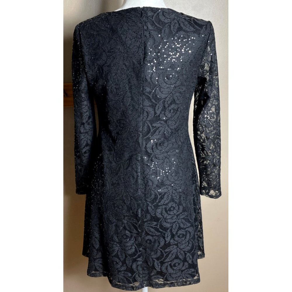American Living Dress Black Sequin Lace Pencil Whimsygoth Cocktail Dark Womens 6 - Picture 2 of 11